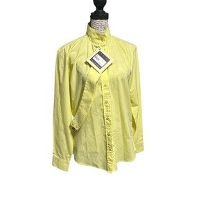 Equine Athletics - Ladies Show Shirt‎ Med Yellow Long Sleeves Button Down Horse